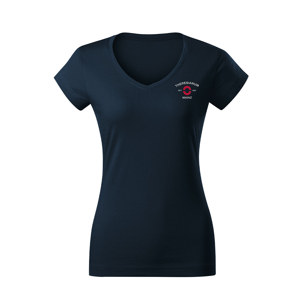 TH Kollektion - Damen V-Shirt, marineblau - L